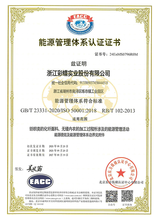 Energy Management System Certification Certificate